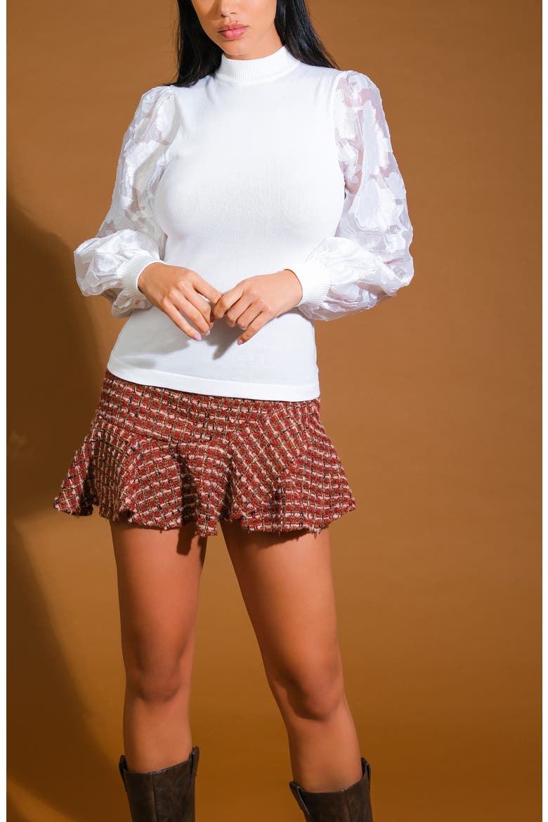 Mixed Media Top, Alternate, color, CREAM
