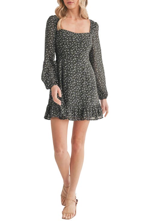 Floral Cutout Long Sleeve Minidress