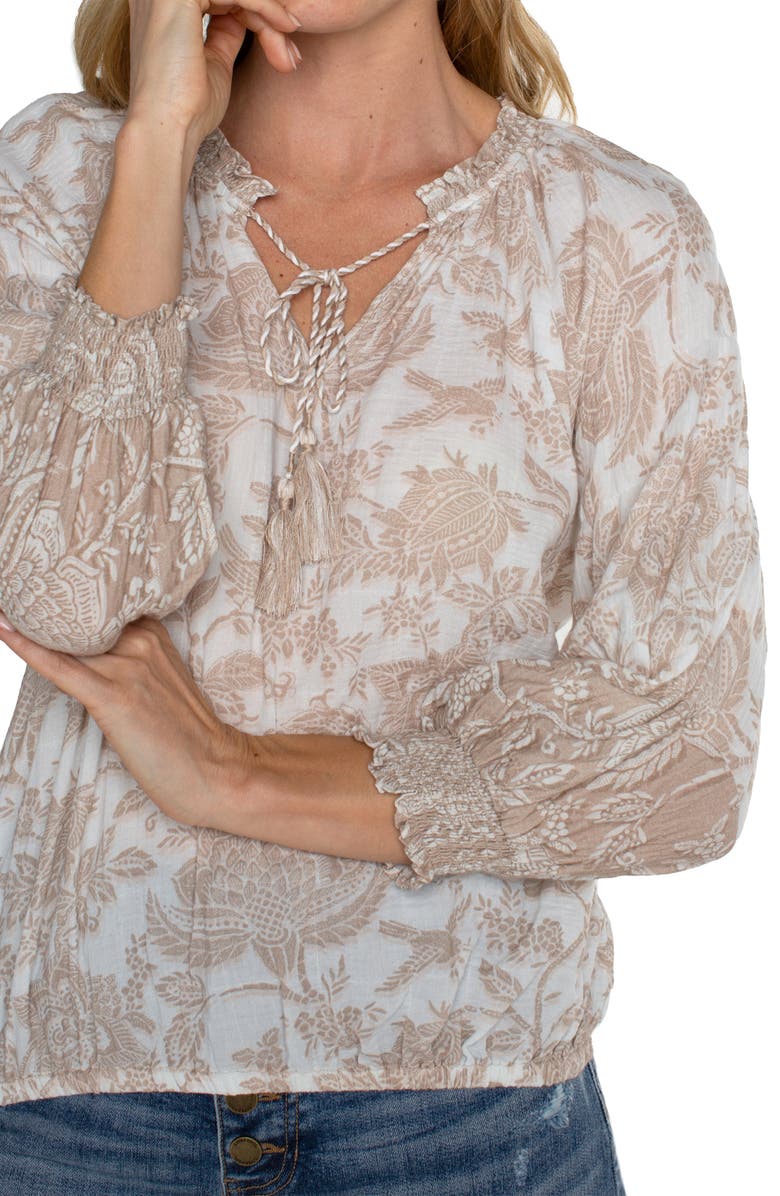 Liverpool Los Angeles Tie Neck Balloon Sleeve Top, Alternate, color,