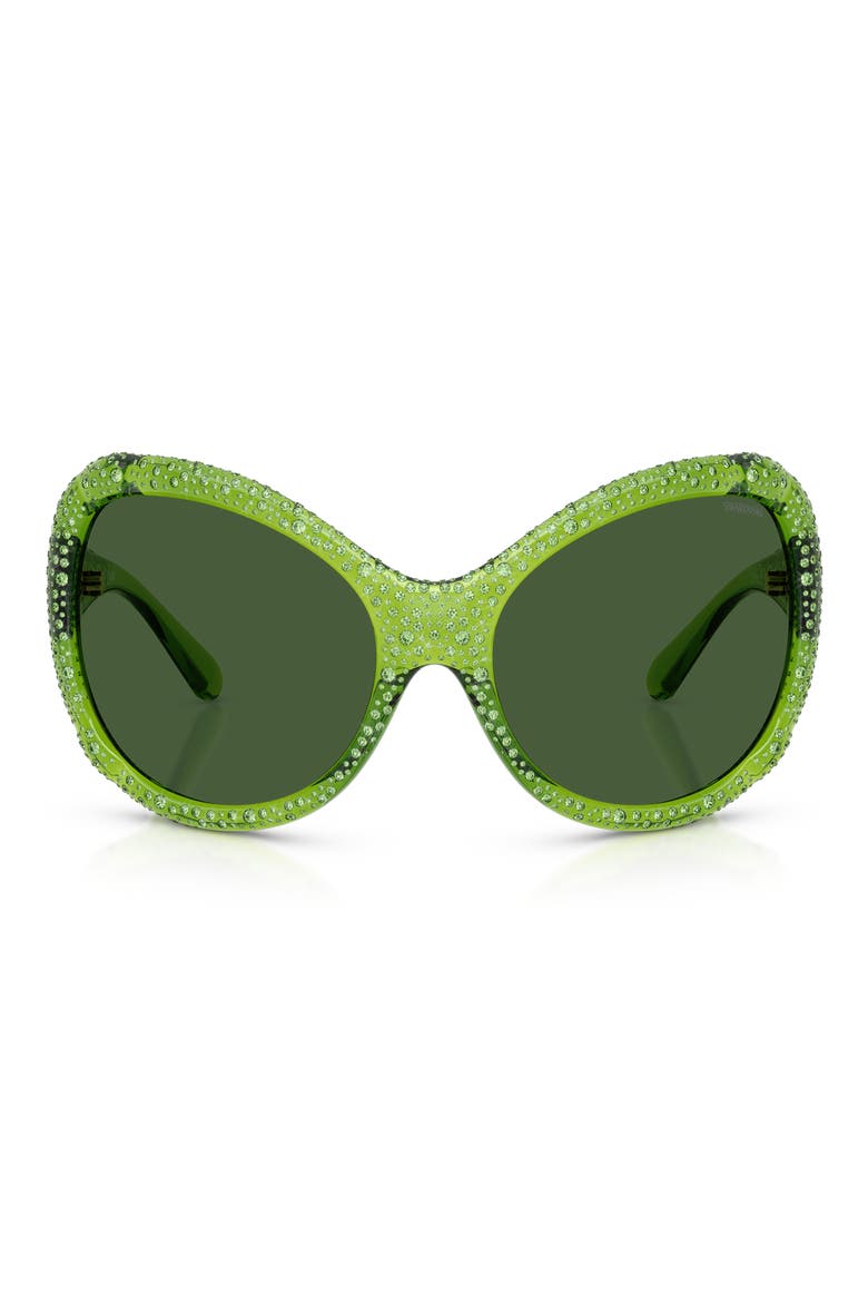 72mm Butterfly Sunglasses, Main, color, TRANSPARENT GREEN / DARK GREEN