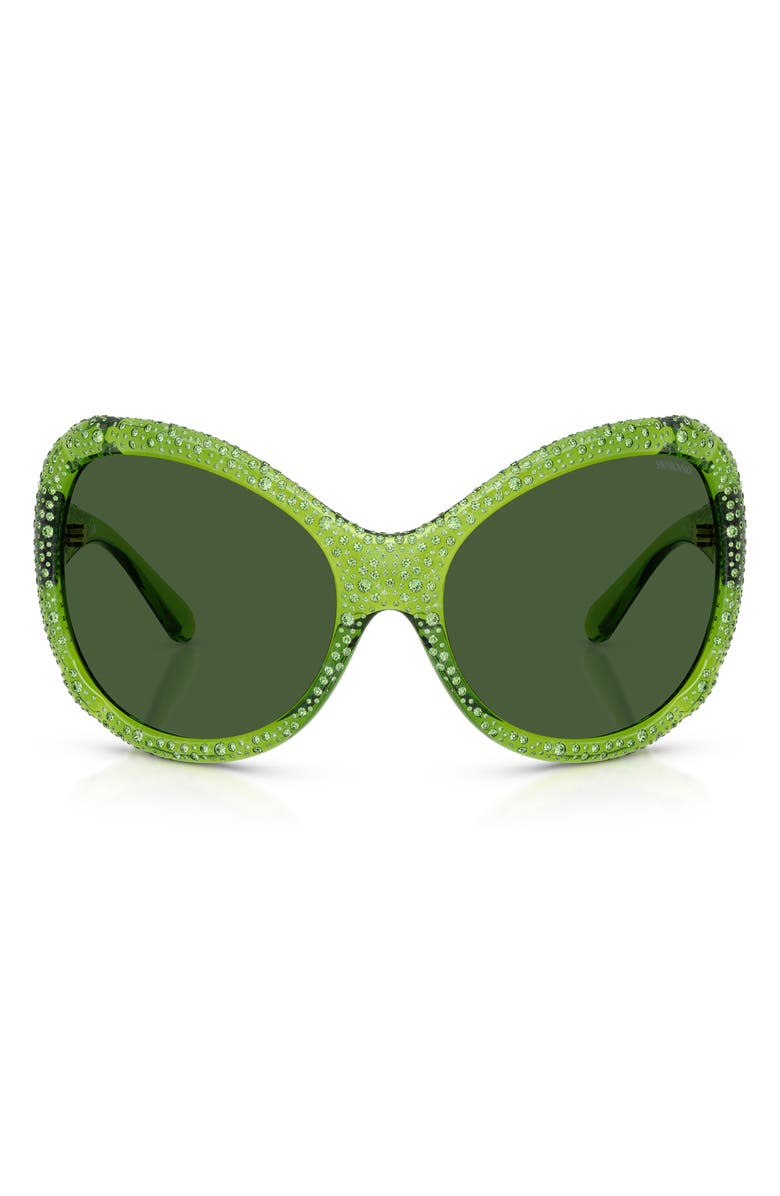 Swarovski 72mm Butterfly Sunglasses, Main, color, Transparent Green / Dark Green