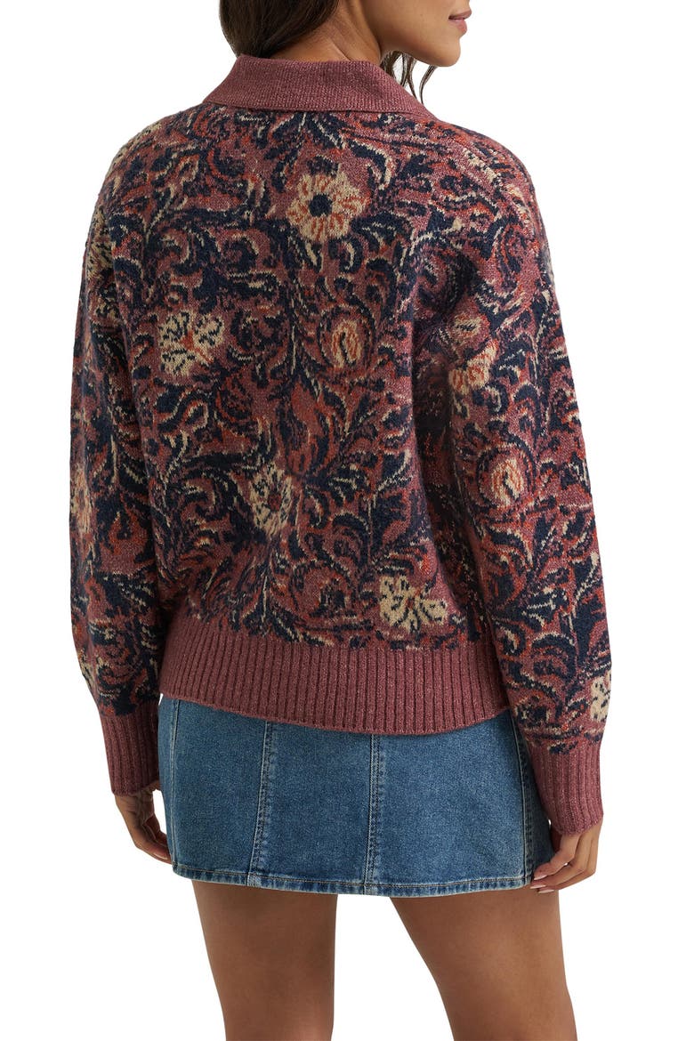 Ranch Floral Polo Sweater, Alternate, color, MYSTIC FLORAL