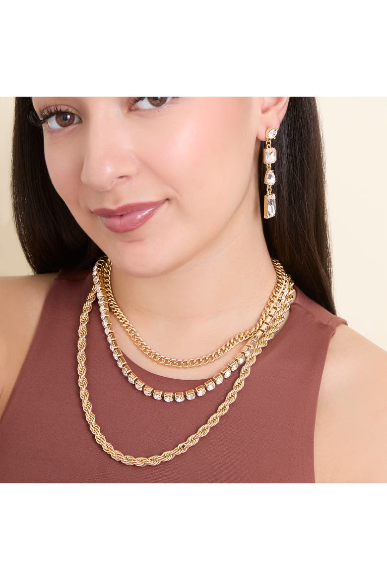 Crystal Cascade Statement Earrings, Alternate, color, Gold