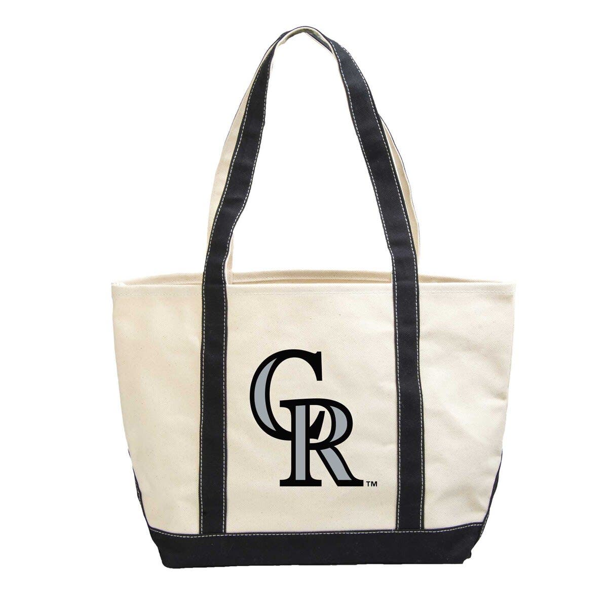LOGO BRANDS Colorado Rockies Canvas Tote Bag, Main, color, Black