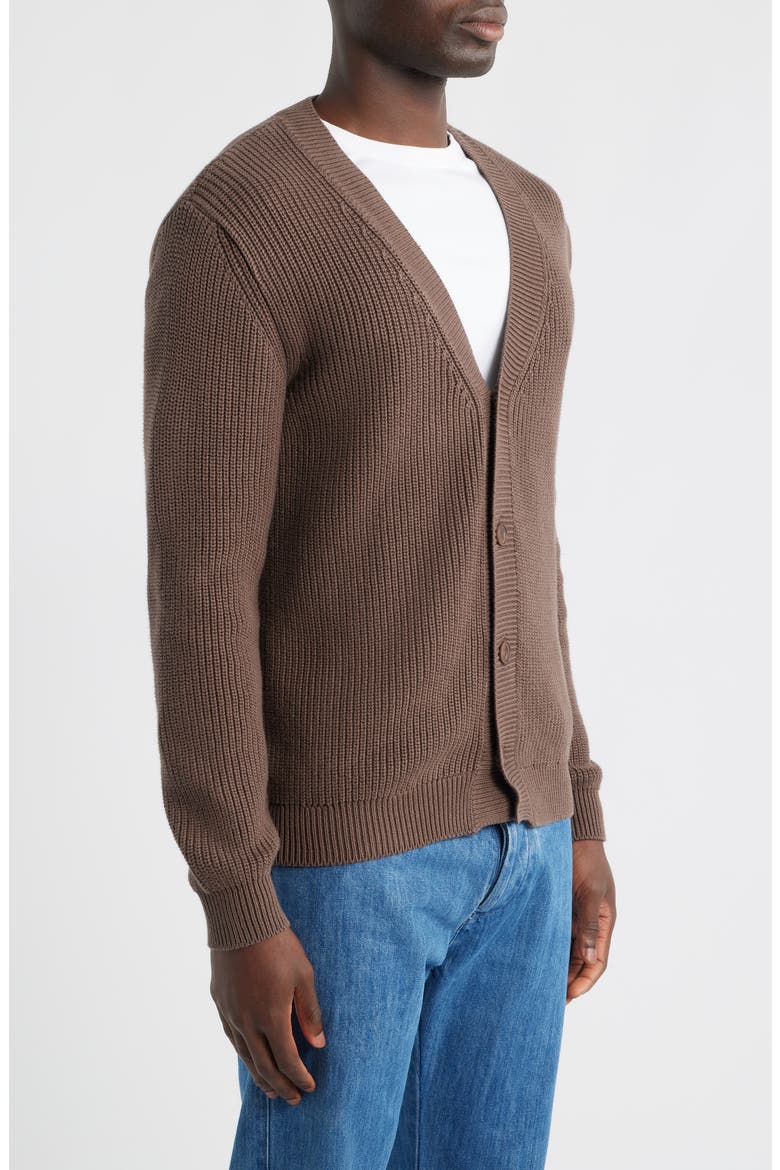 Bay Organic Cotton V-Neck Cardigan, Alternate, color, COFFEE