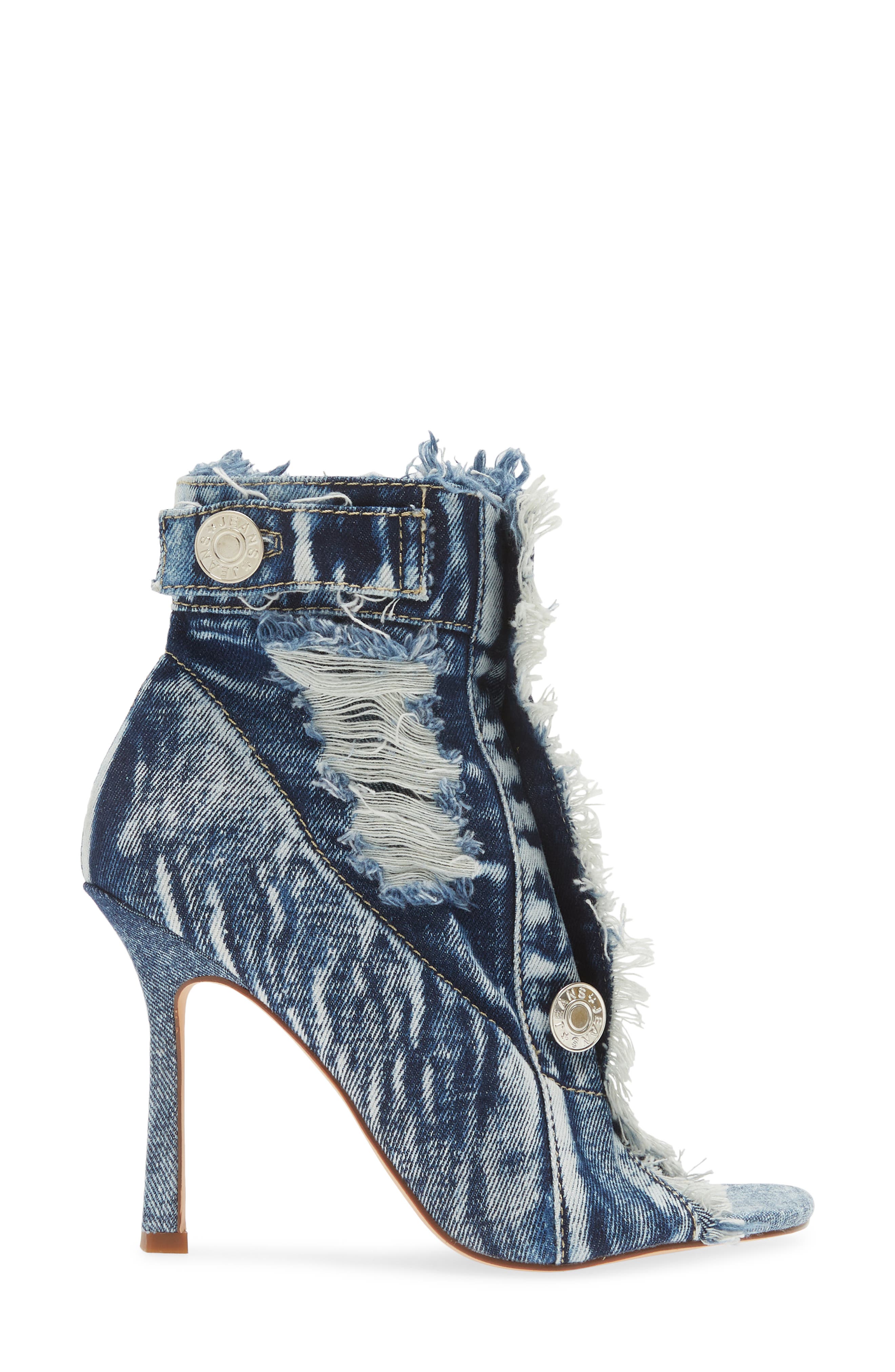 AZALEA WANG Tandy Open Toe Bootie, Alternate, color, Denim