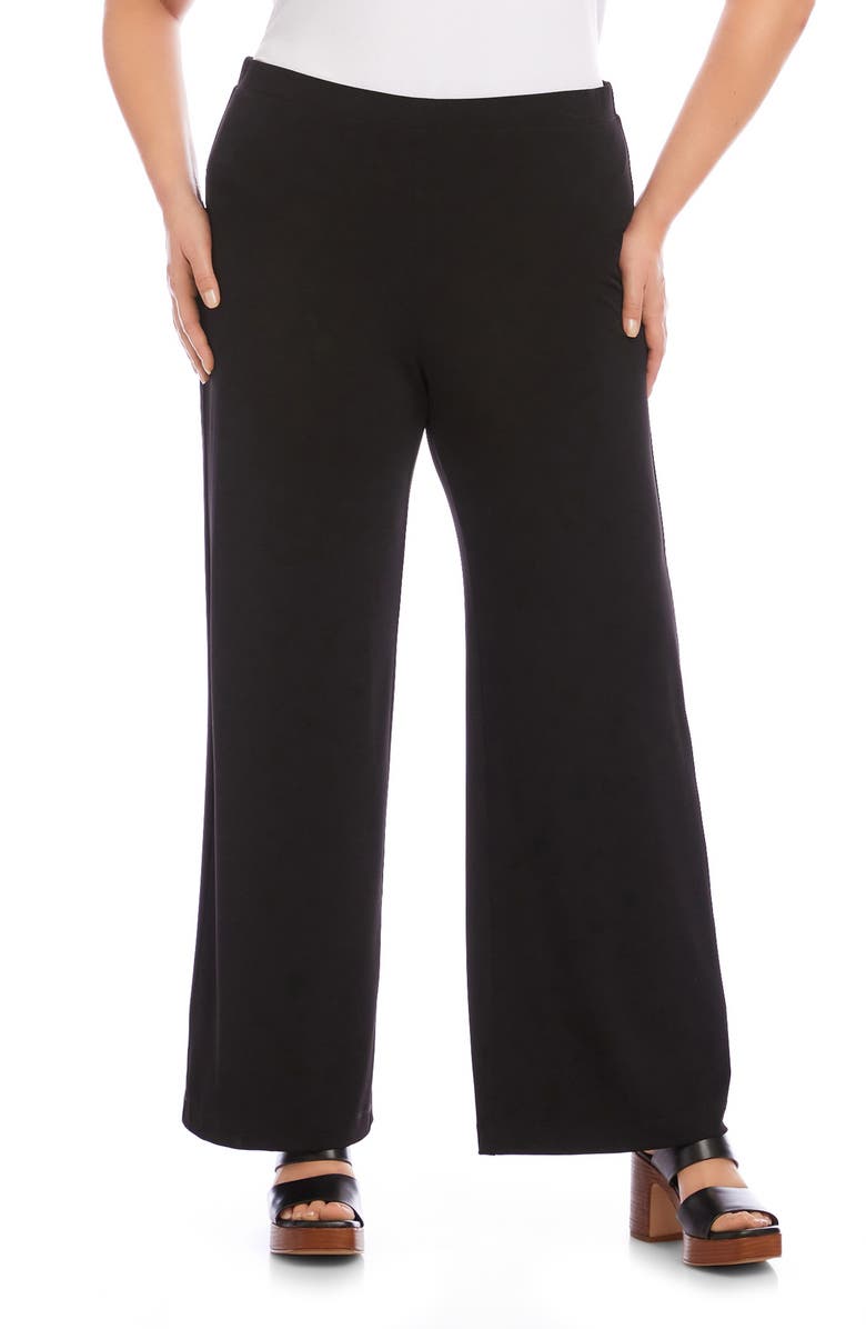 Karen Kane Travel Jersey Wide Leg Pants, Main, color, Black