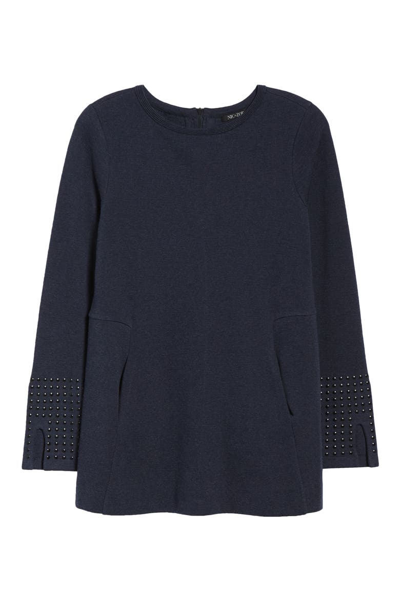 Studded Cuff Top, Alternate, color, DARK INDIGO