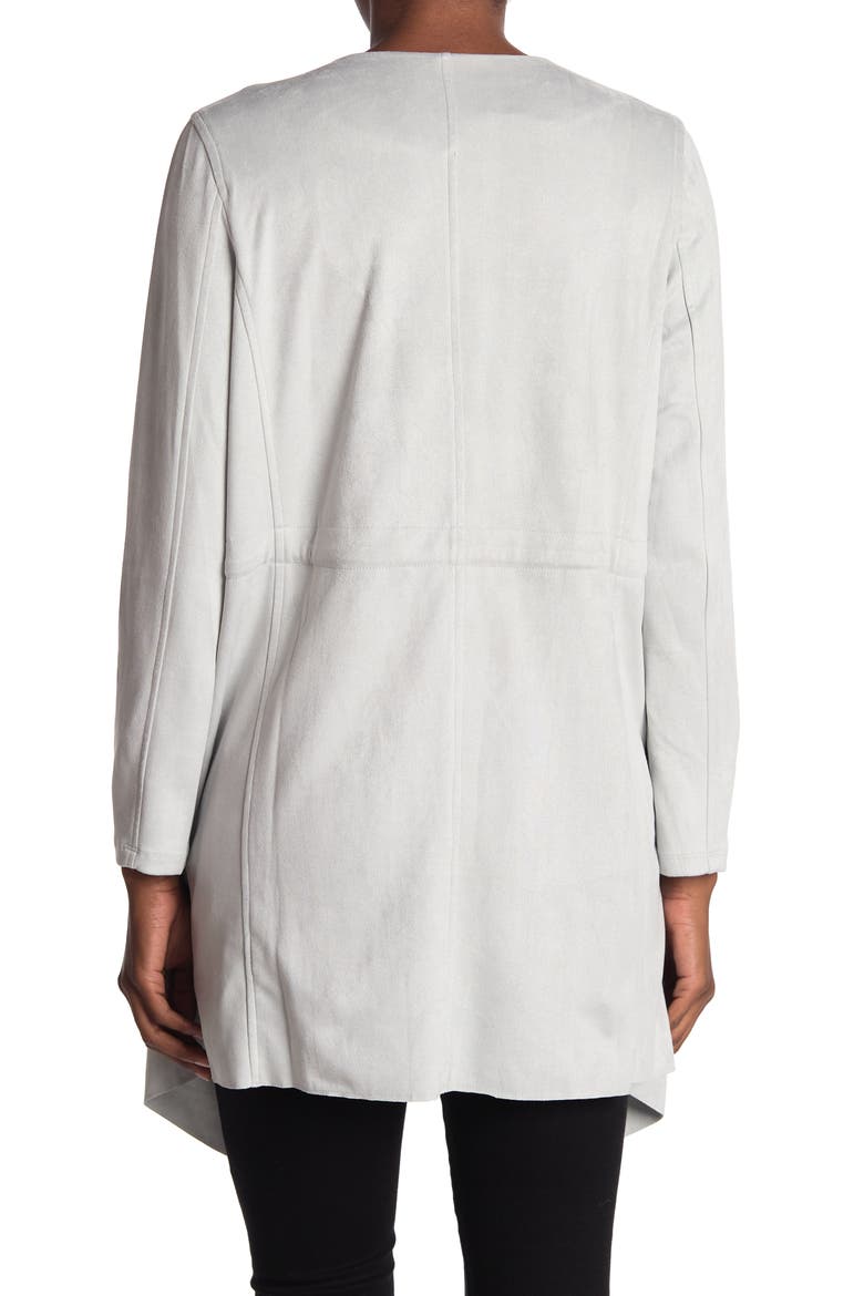 Faux Suede Draped Front Jacket, Alternate, color, LIGHT GREY