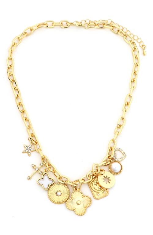 Panacea Clover Charm Necklace In Gold