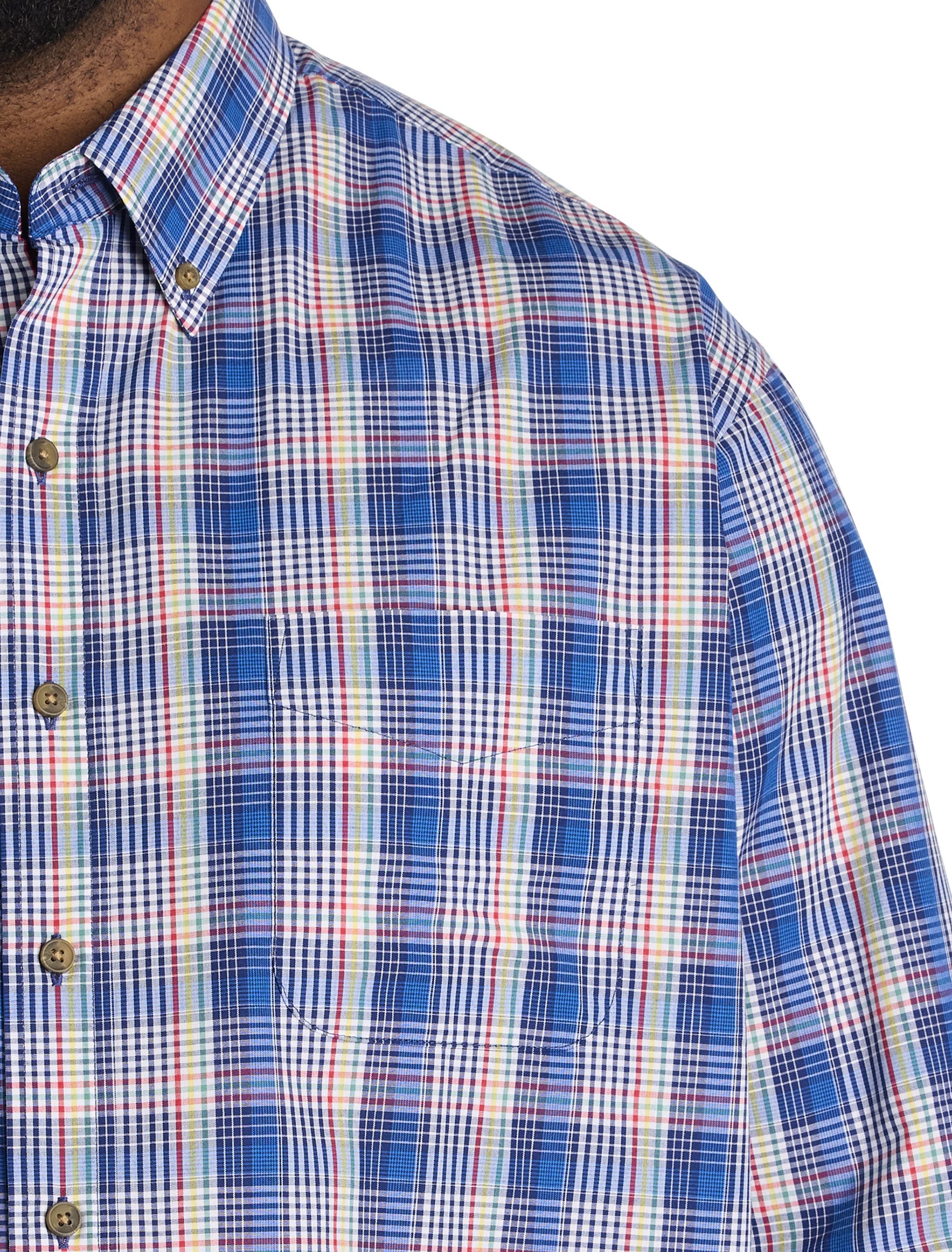 Harbor Bay by DXL Big & Tall Easy-care Colorful Plaid Sport Shirt (Men ...