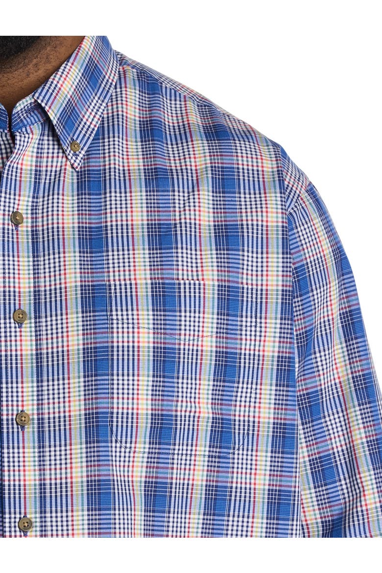 Big & Tall Easy-Care Colorful Plaid Sport Shirt, Alternate, color, BLUE MULTI