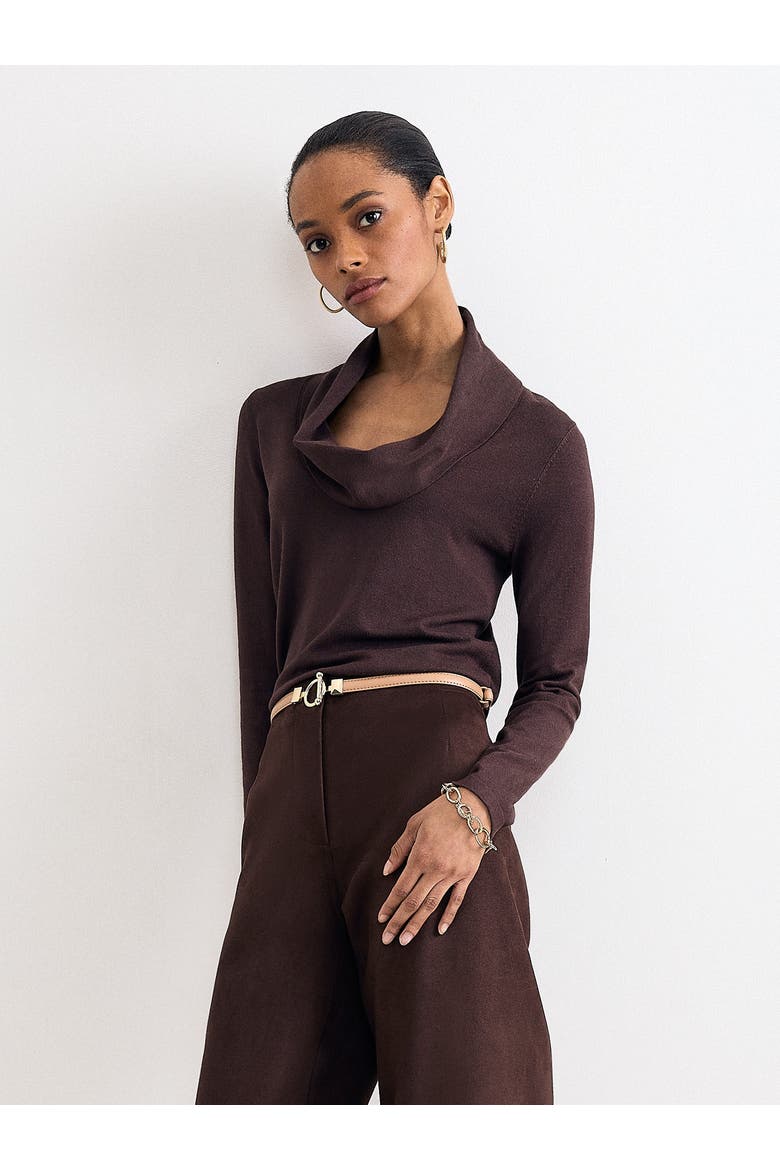 Lottie Cowl Neck, Main, color, Brown