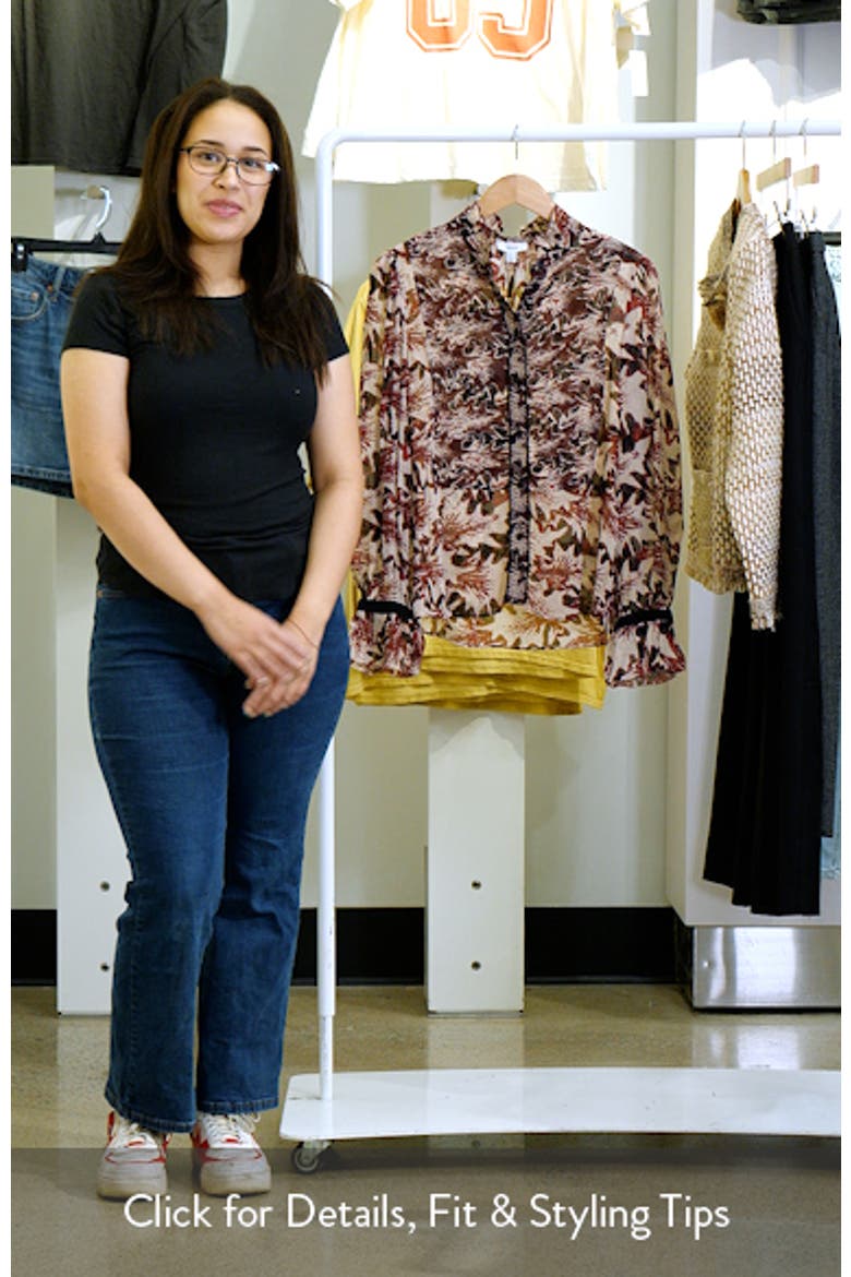 Jules Abstract Ruffle Neck Button-Up Shirt video