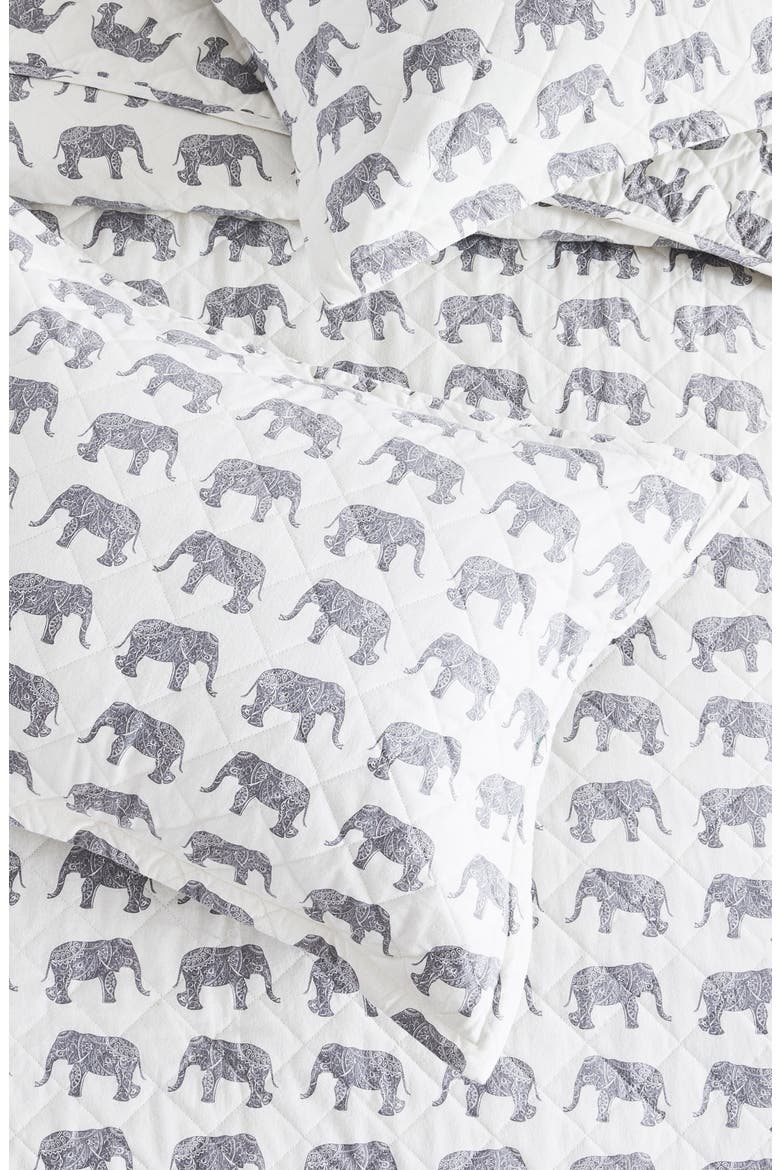 Elephant Flannel Quilt Set, Alternate, color, GREY