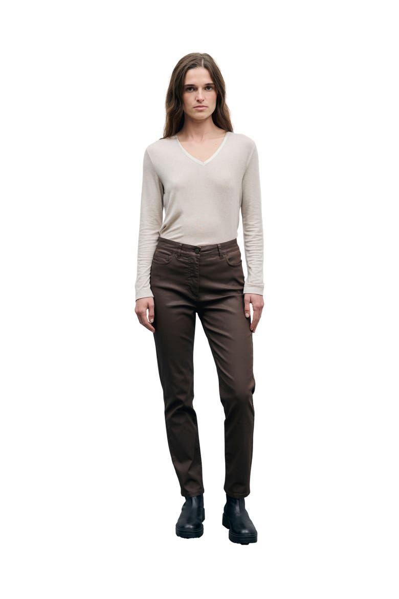 Ilda Slim Mid Rise Coated Jeans, Alternate, color, Brown