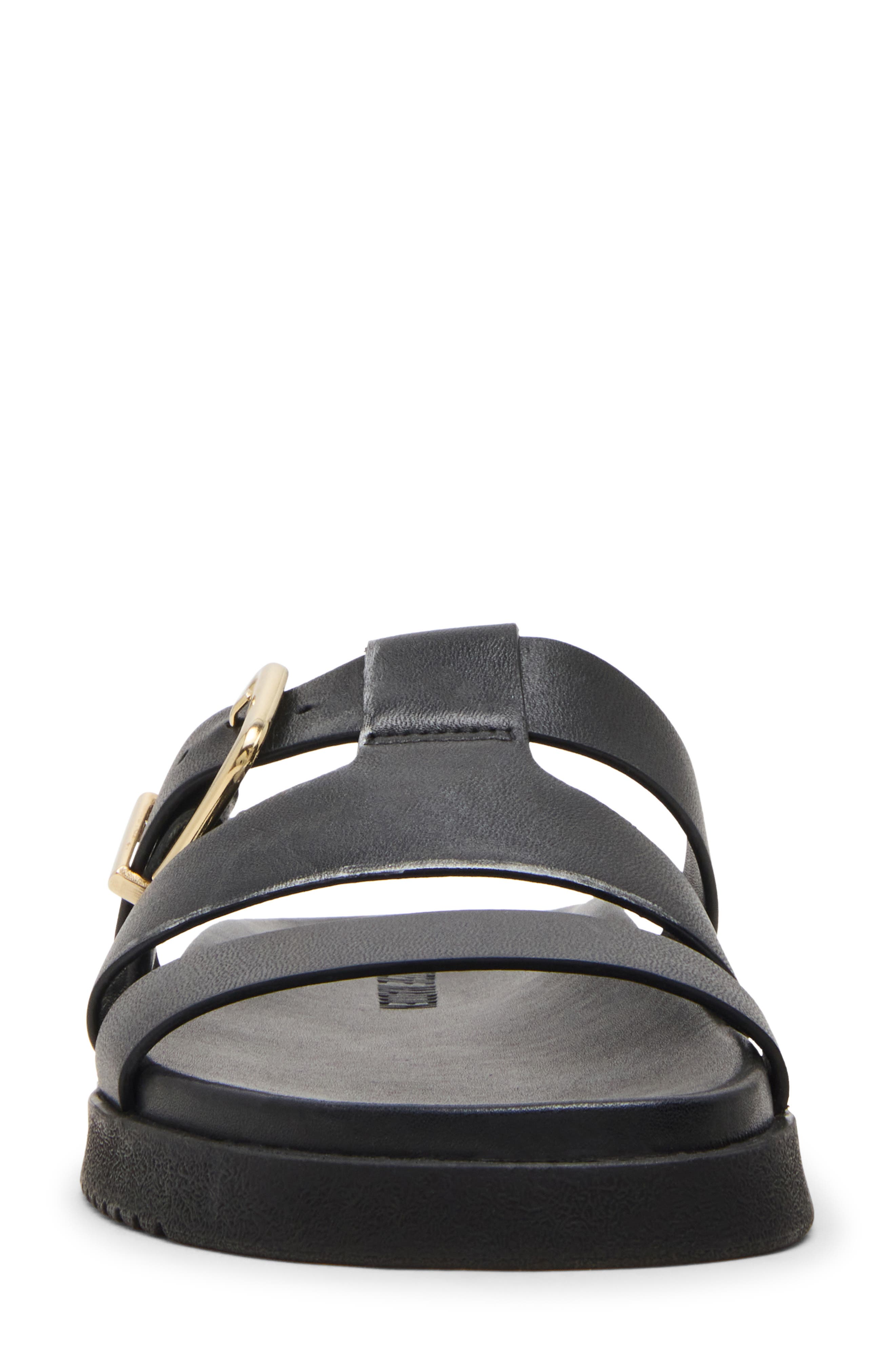 Steve Madden Maze Slide Sandal, Alternate, color, Black Leather