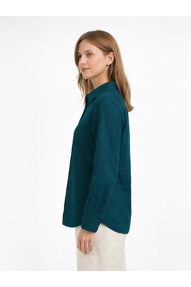 Relaxed Fit Long Sleeve Linen Shirt, Alternate, color, Marine Navy