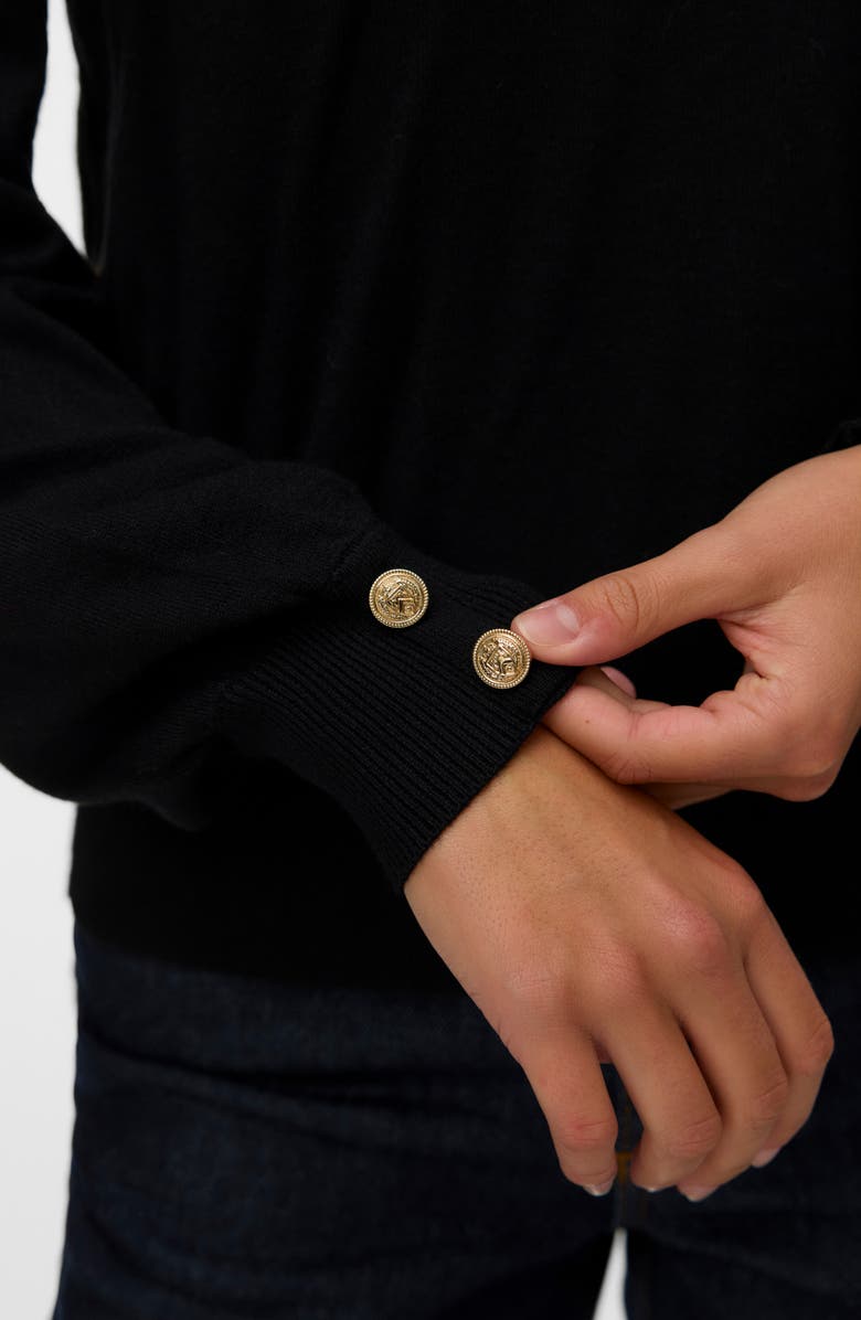 VERO MODA Hollykaris Long Sleeve V-Neck Pullover Sweater, Alternate, color, Black/ Gold