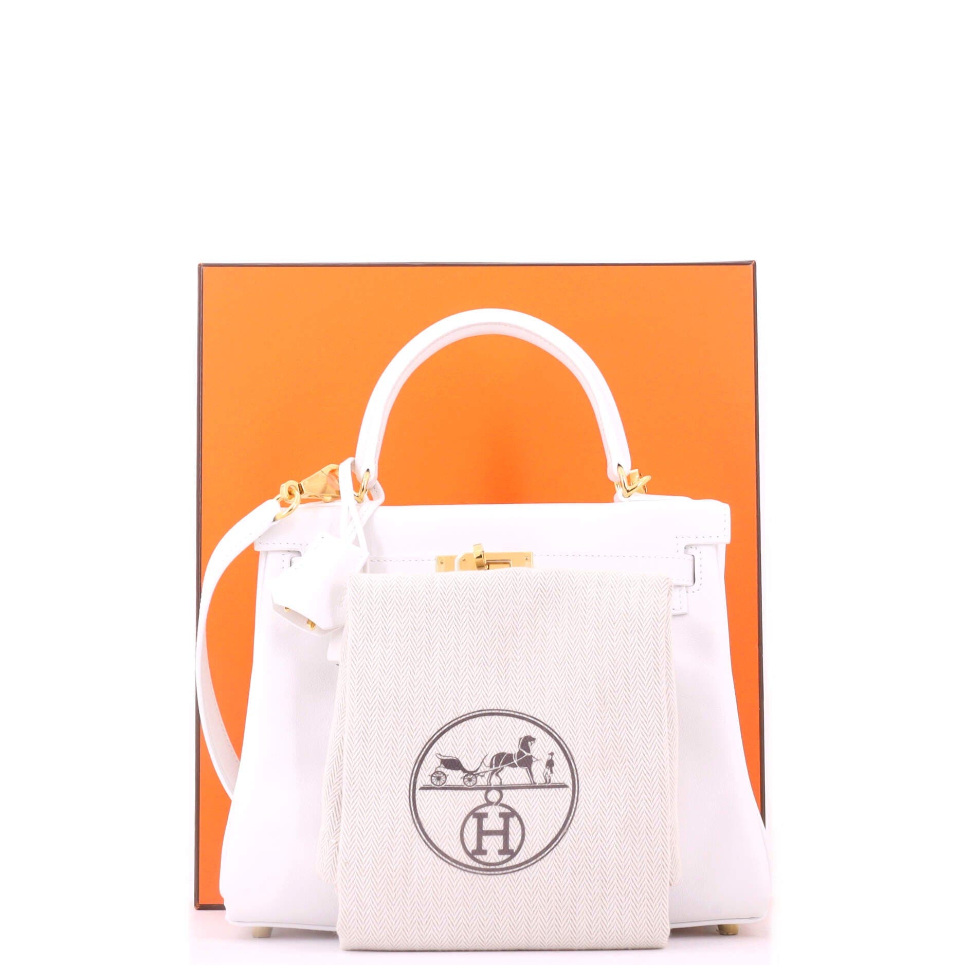 Kelly Handbag White Swift with Gold Hardware 25, Alternate, color, White