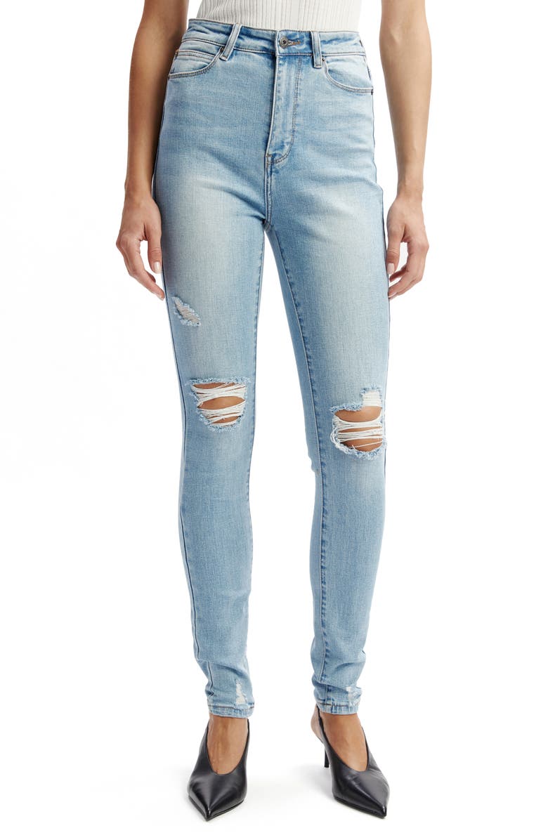 Bardot Khloe High Waist Skinny Jeans, Main, color, Mid Blue