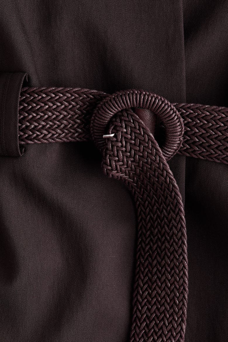Belted Lapelless Blazer, Alternate, color, Dark brown