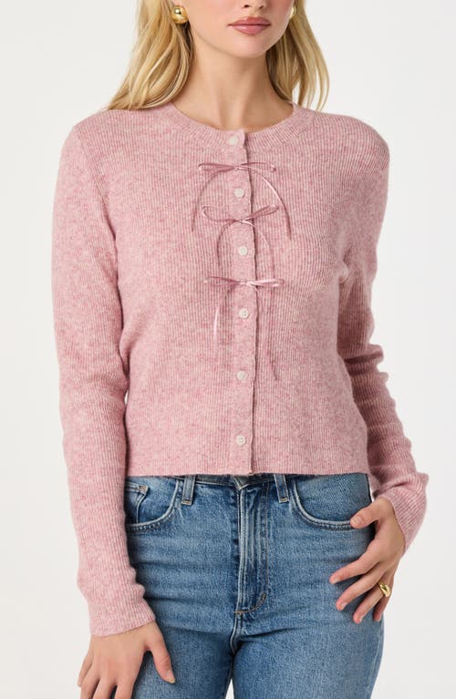 Astr The Label Satin Bow Knit Cardigan In Pink