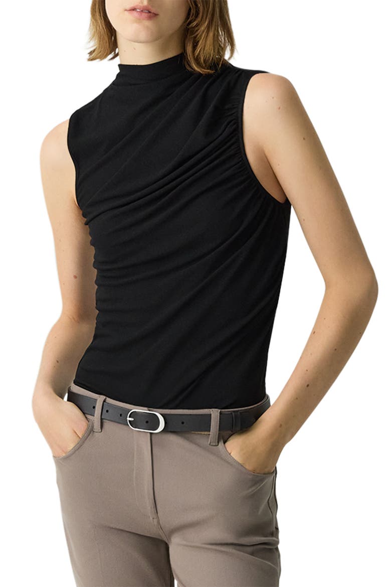 Cowl Neck Shell, Main, color, BLACK