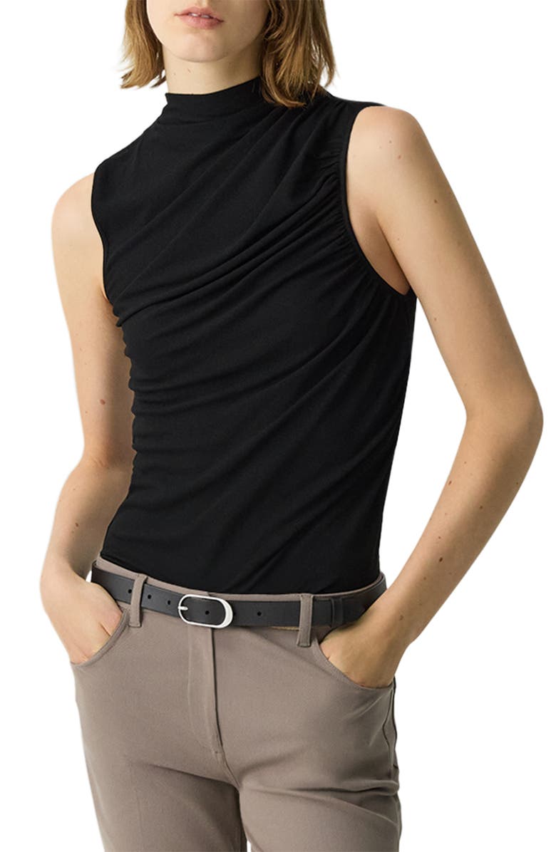 Theory Cowl Neck Shell, Main, color, Black