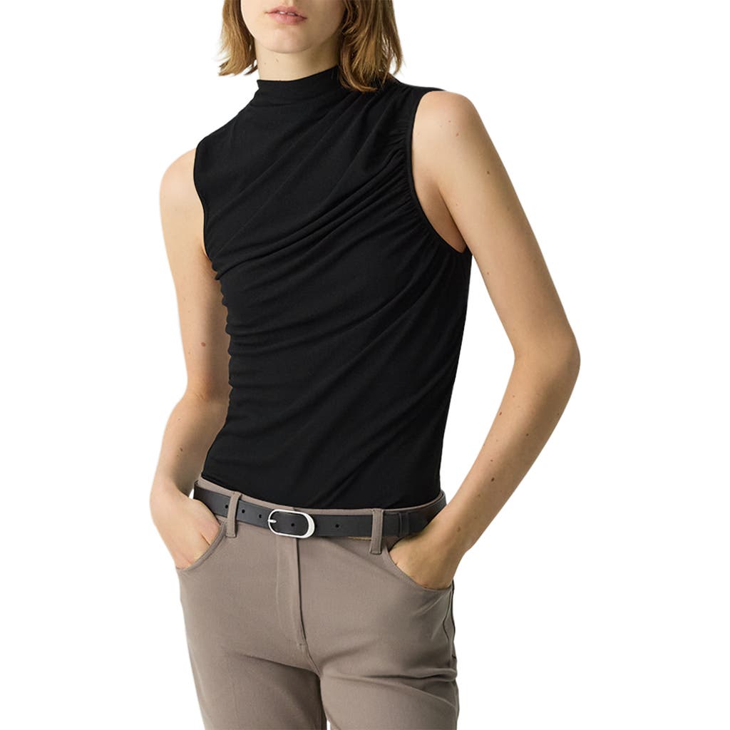 Theory Cowl Neck Shell In Black