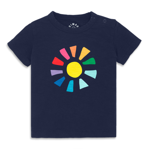 Shop Primary Baby Rainbow Cutout Sun Tee In Navy