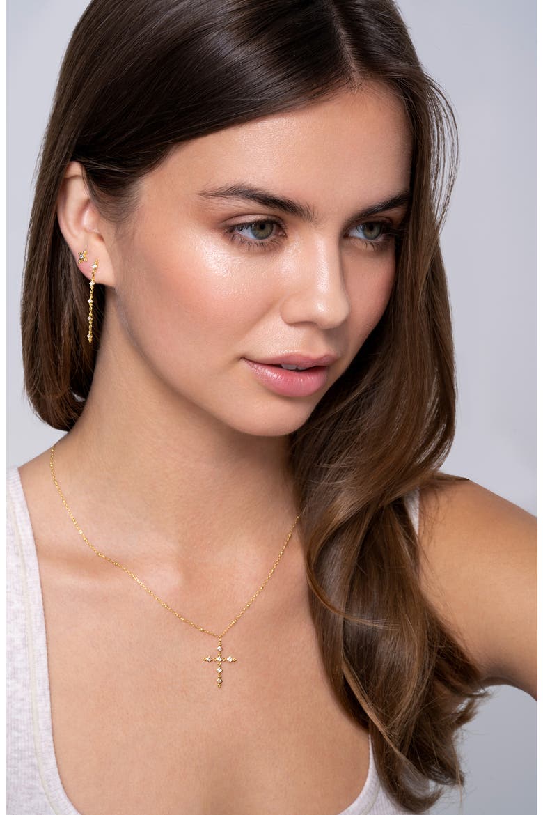 Mykonos Cross Pendant Necklace, Alternate, color, 18K YELLOW GOLD