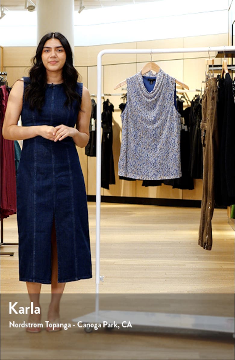 Ditsy Cowl Neck Sleeveless Mesh Top, sales video thumbnail