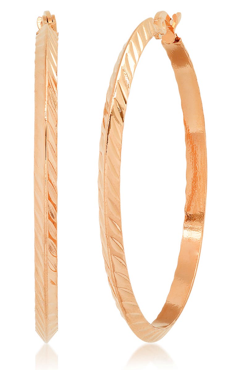 HMY JEWELRY Textured Hoop Earrings, Main, color, Rose