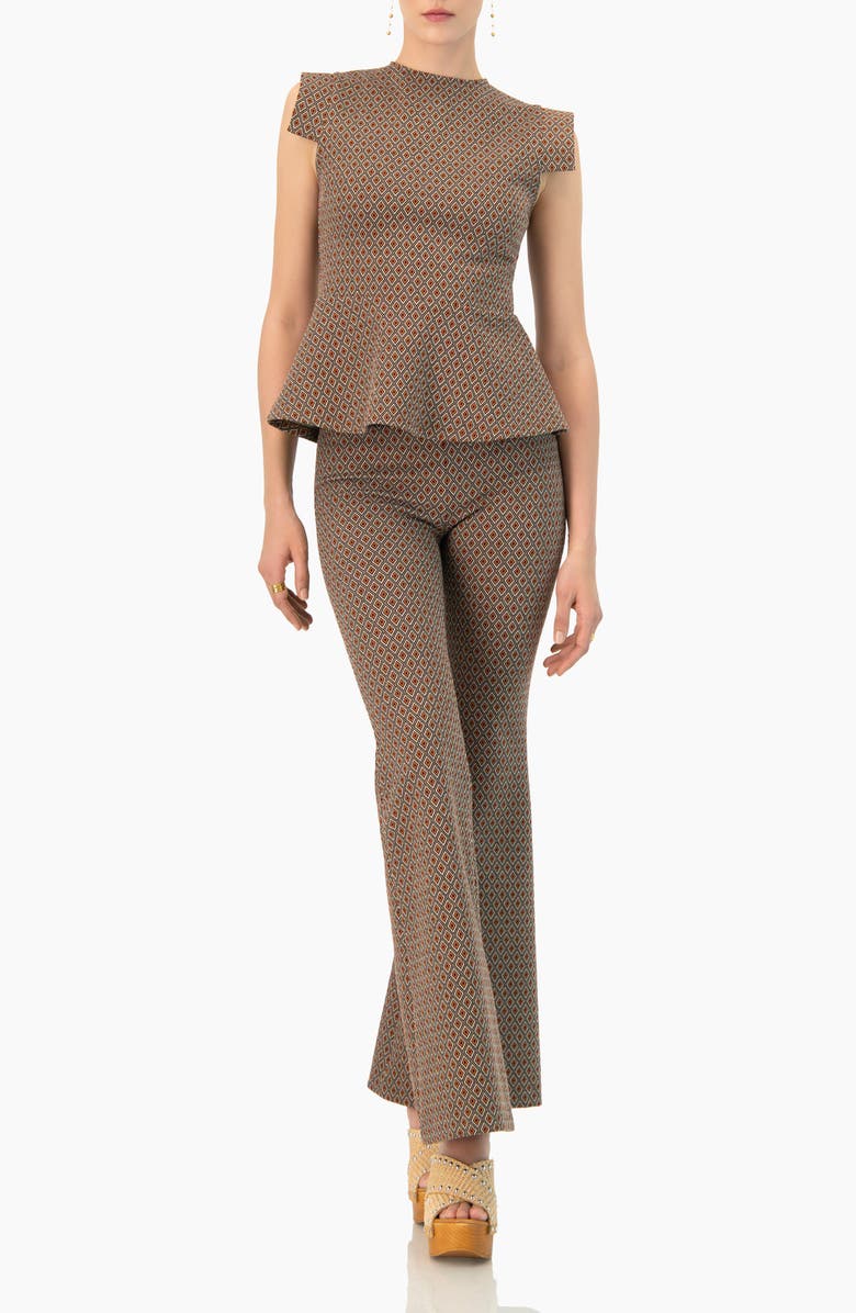 IVONNE Geometric Jacquard Flared Pants, Alternate, color, Brown
