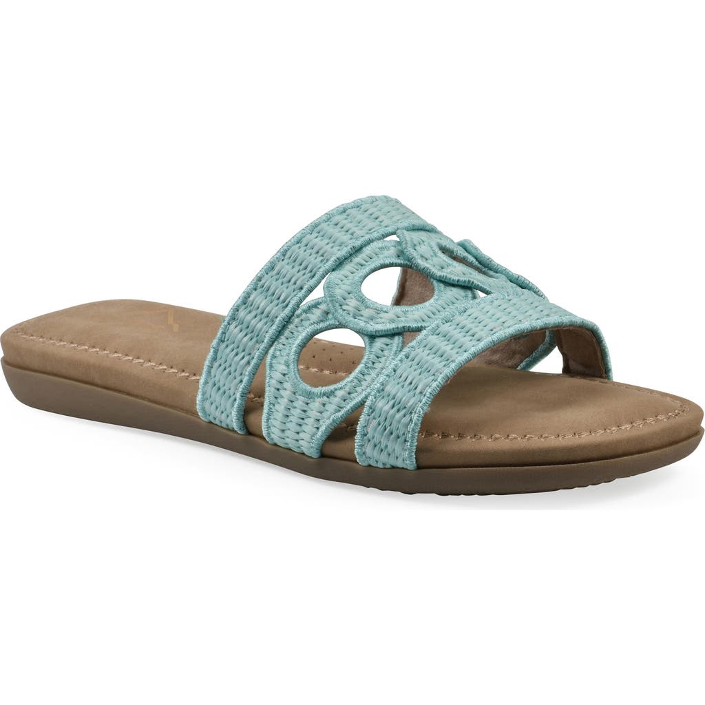 Cliffs By White Mountain Fraly Raffia Slide Sandal In Light Blue