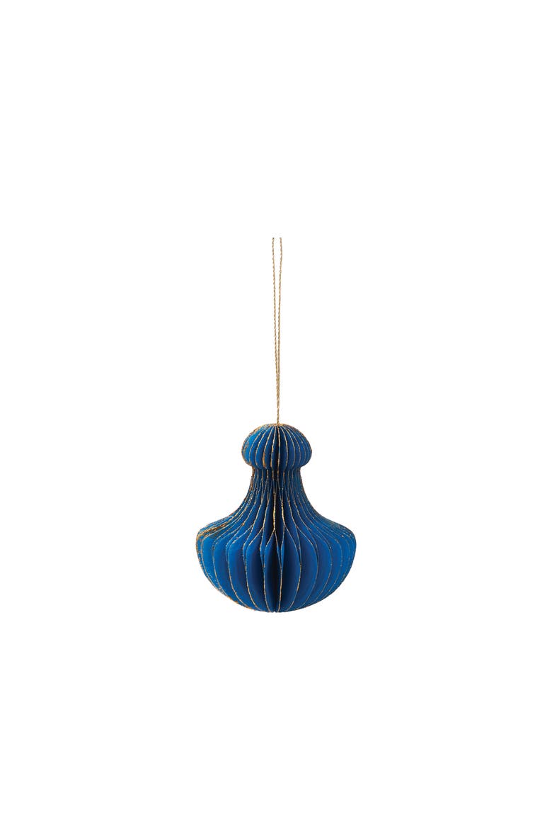 Honeycomb Paper Blue Christmas Tree Ornament, Main, color, Blue