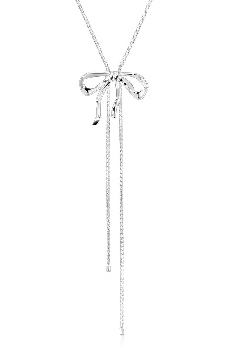 Ettika Bow Organica Bolo Necklace, Main, color, Silver