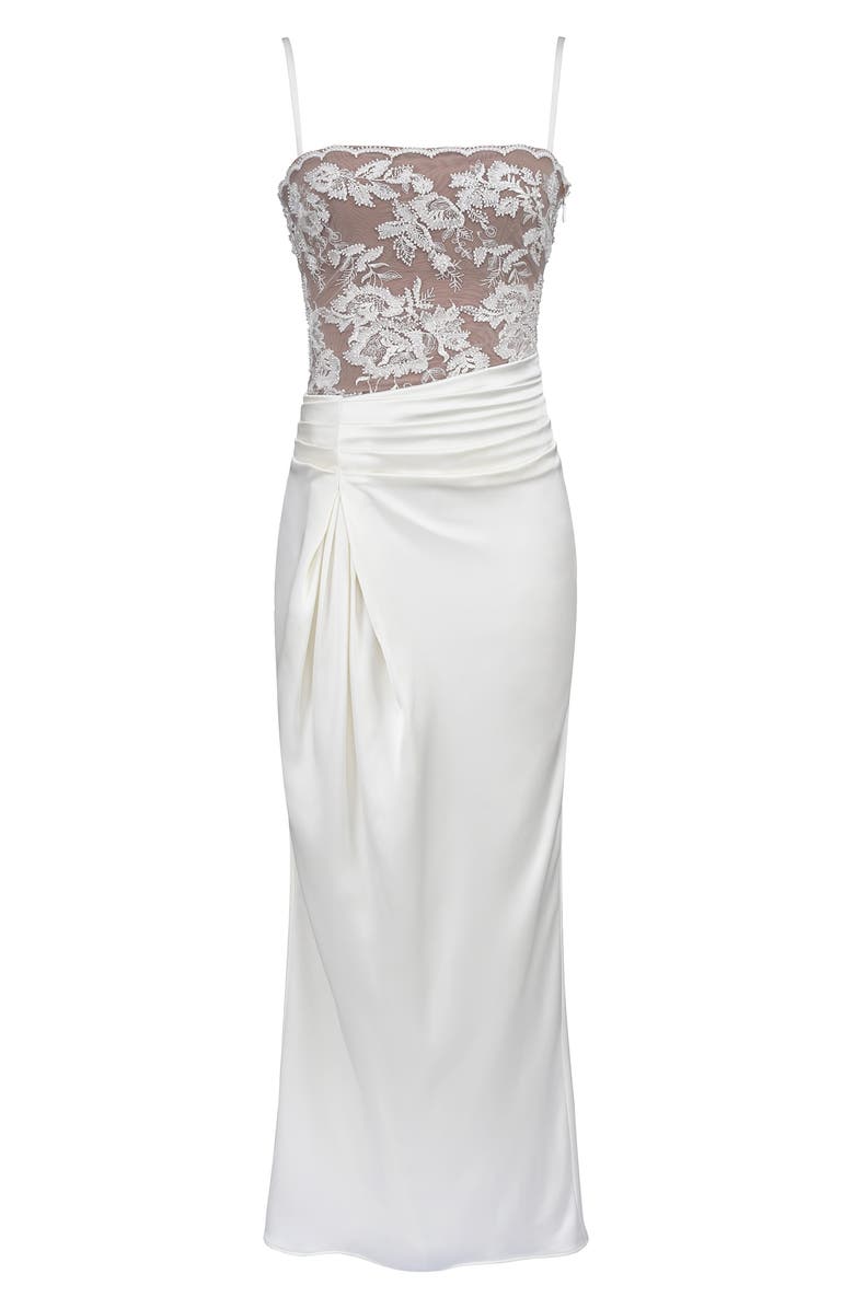 HOUSE OF CB Eliette Lace & Satin Column Gown, Alternate, color, White