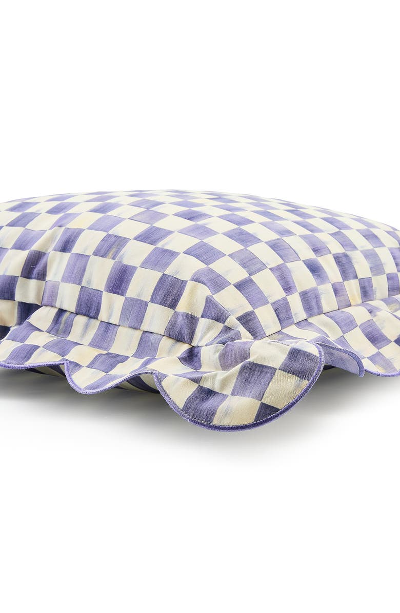 MACKENZIE CHILDS Violet Check Reversible Scalloped Throw Pillow, Alternate, color, Violet