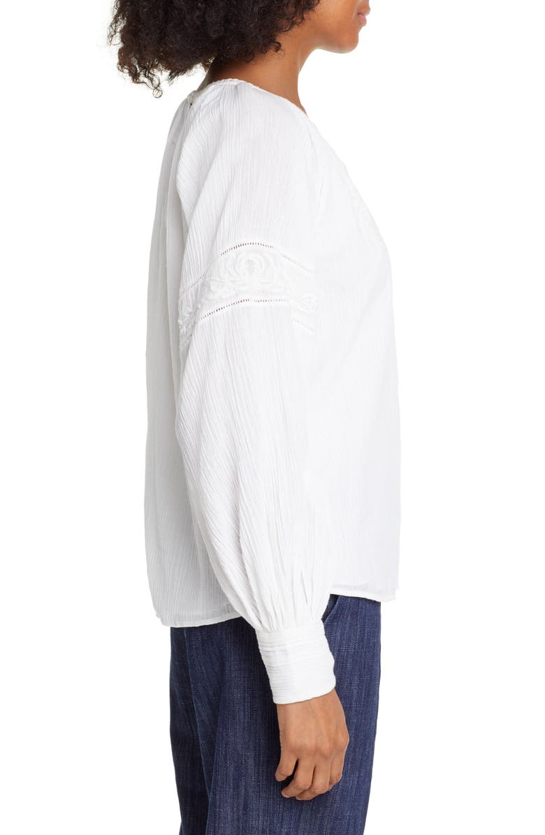 Joie Mitney Embroidered Detail Cotton Blouse, Alternate, color, 