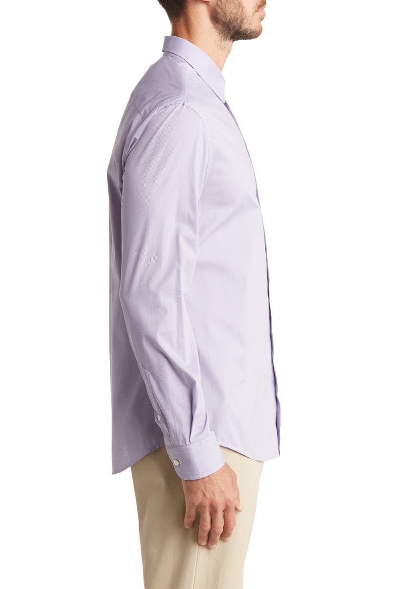 Check Stretch Cotton Button-Up Shirt, Alternate, color, PURPLE