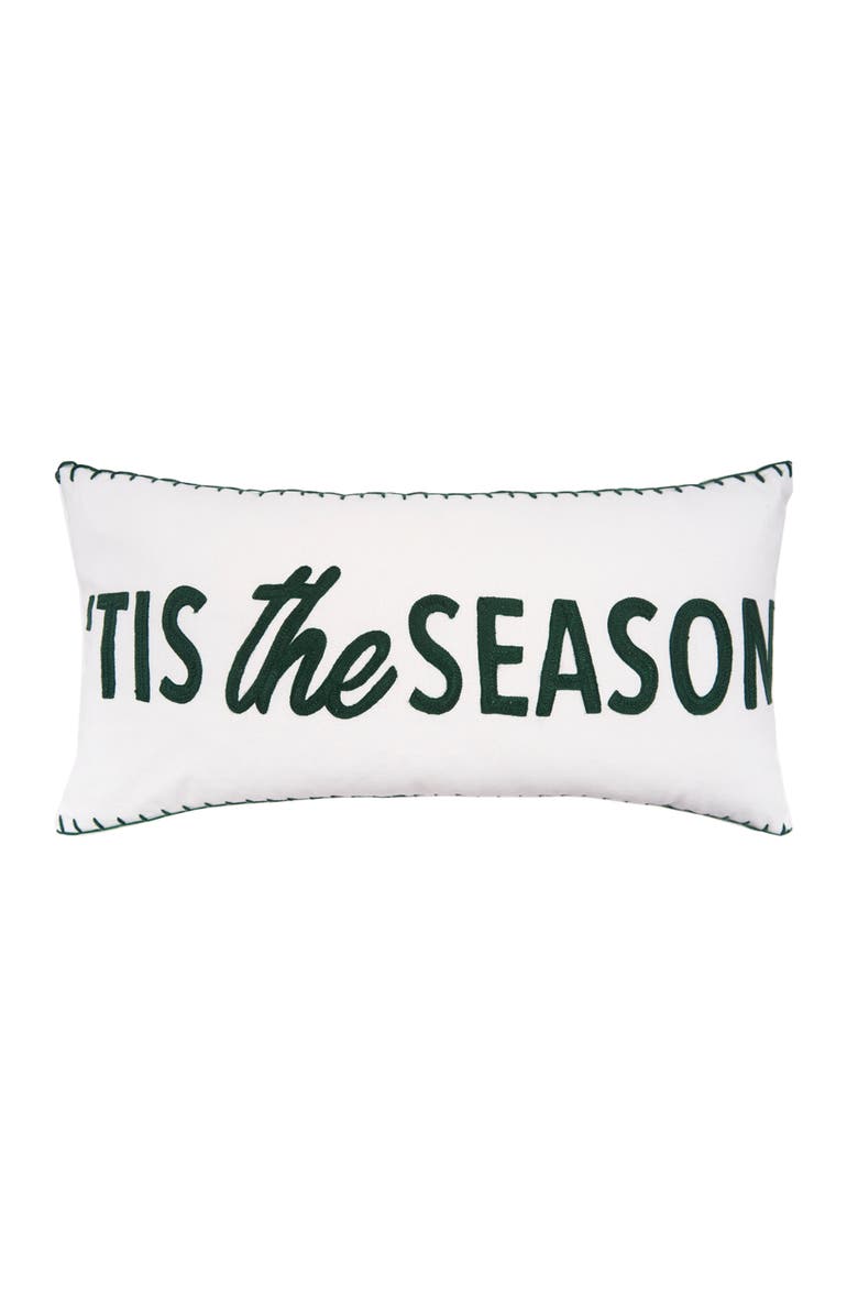 C&F Home "Tis The Season" Cotton Blend Christmas Accent Pillow 12" x 24", Main, color, White