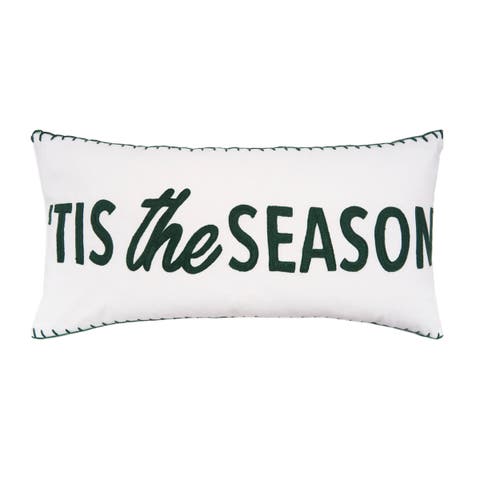 "Tis The Season" Cotton Blend Christmas Accent Pillow 12" x 24"