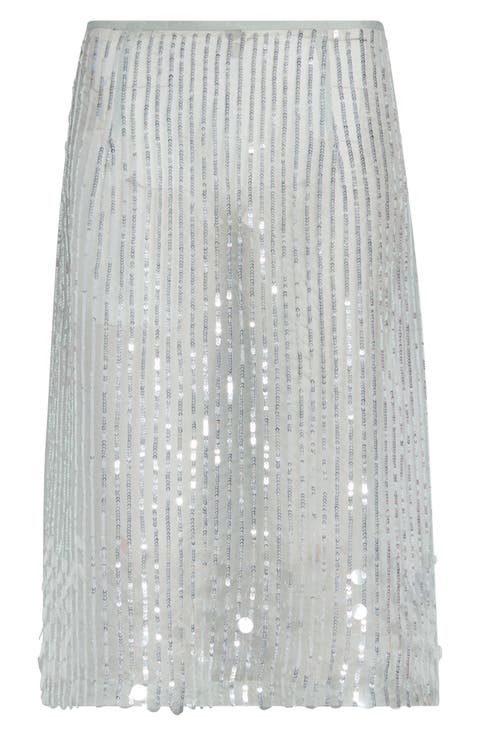 Isabella Sequin Stripe Silk Skirt