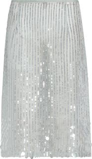 ZANKOV Isabella Sequin Stripe Silk Skirt