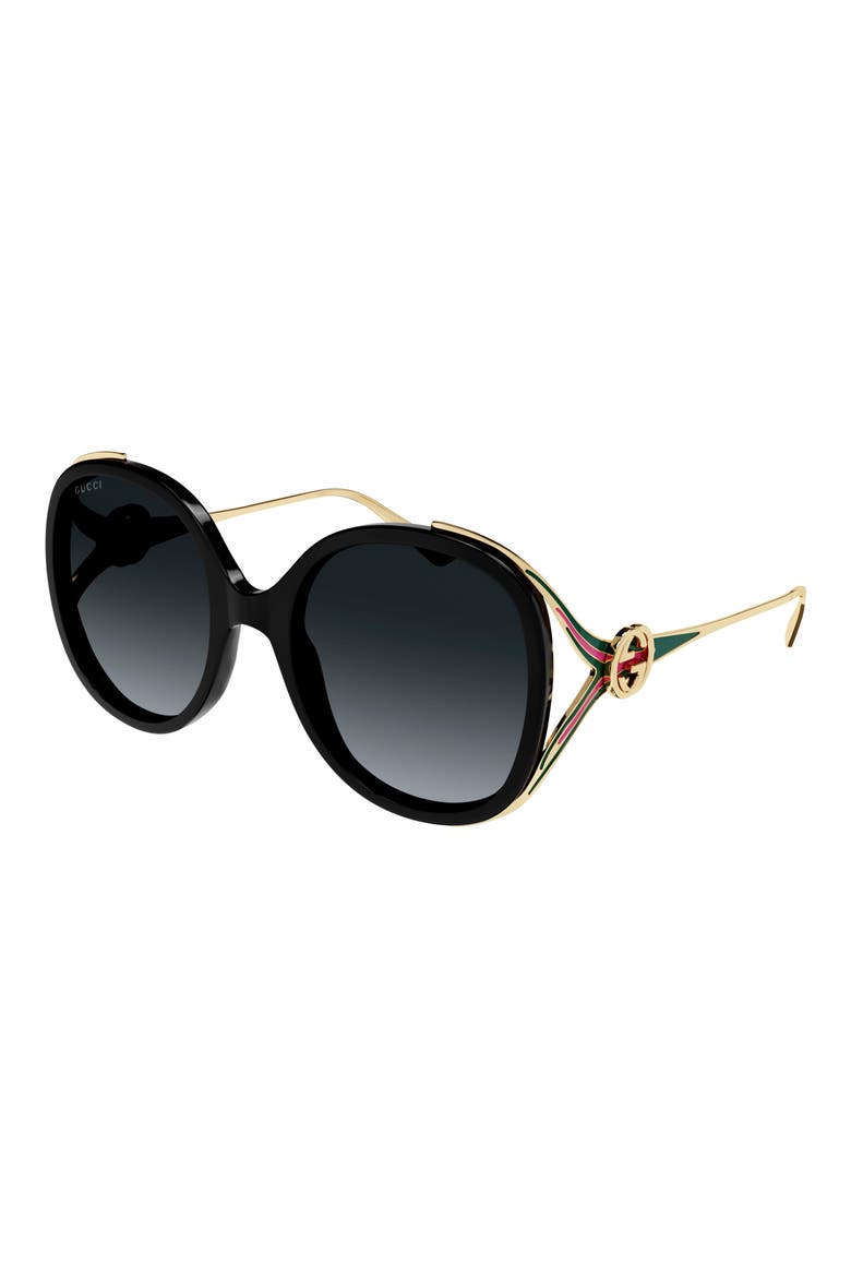 56mm Gradient Oval Sunglasses, Alternate, color, BLACK