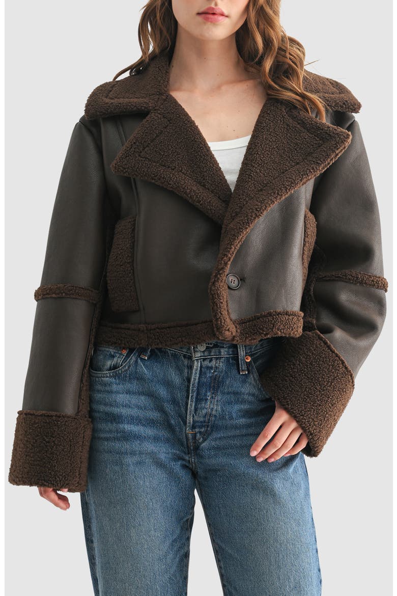 Faux Shearling Jacket, Main, color, BROWN