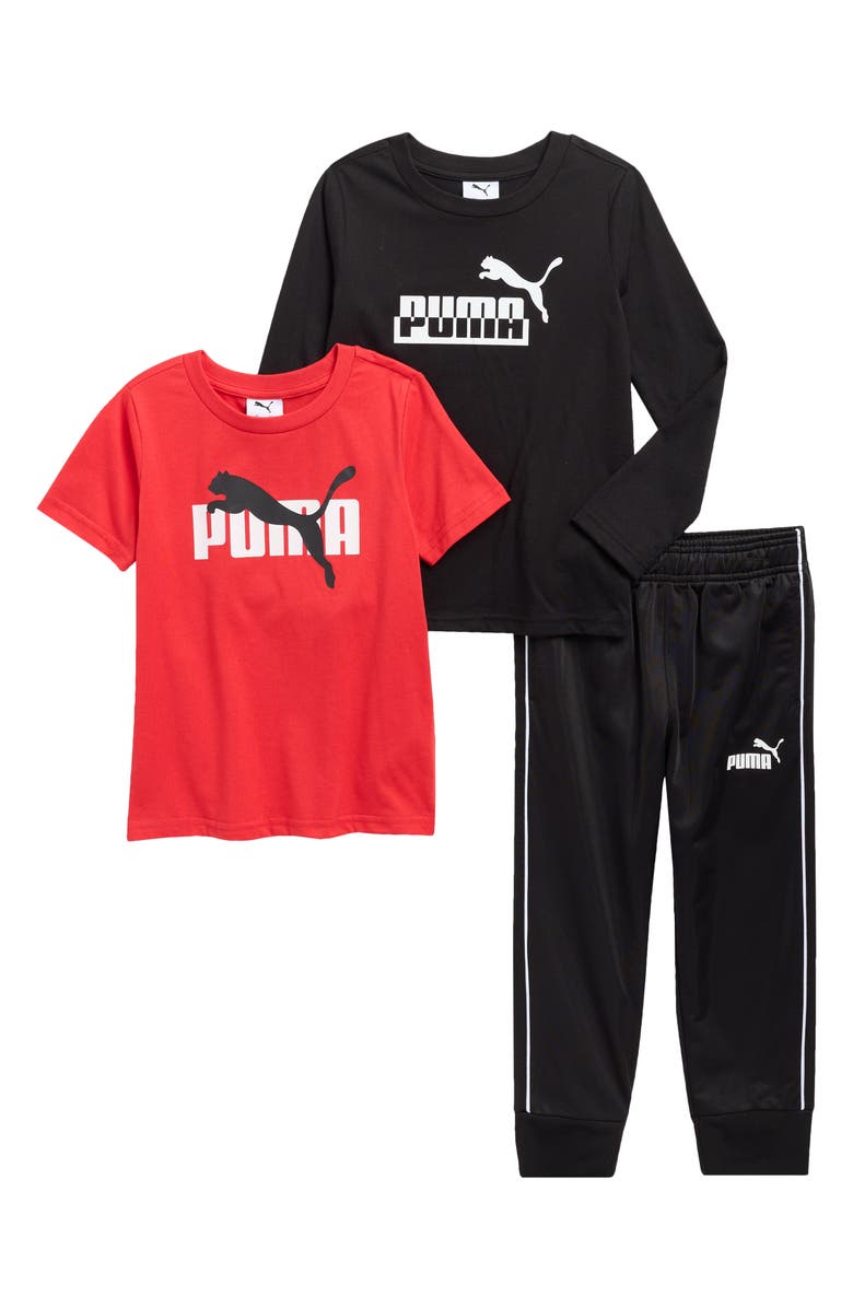 PUMA Kids' 3-Piece T-Shirt & Joggers Set, Main, color, Black