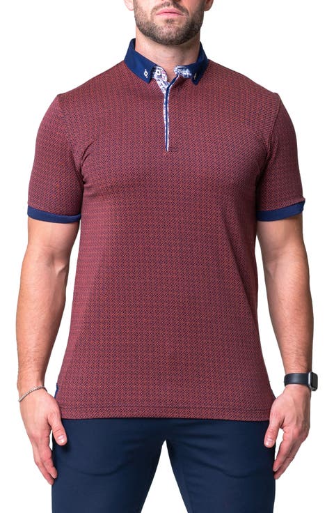 Mozartopa Red Short Sleeve Cotton Polo